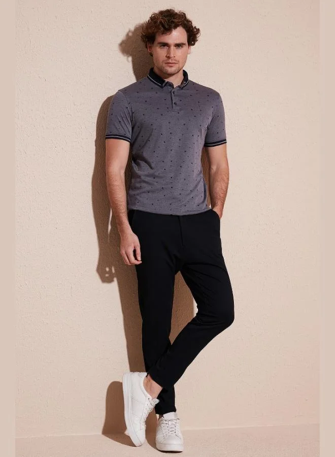 Buratti Buratti Cotton Blend Patterned Slim Fit Polo Collar T Shirt Men's Polo Collar T-Shirt 646B3210